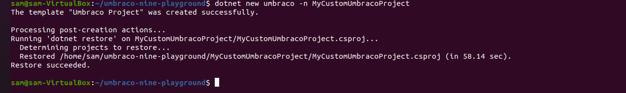 Creating Umbraco project using dotnet command